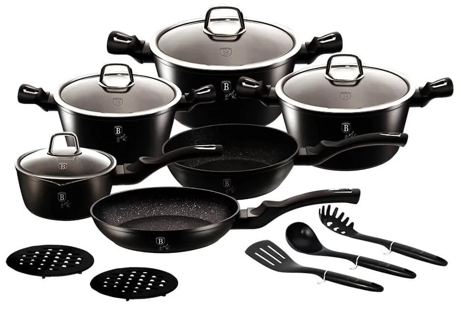 Set oale marmorate 15 piese Black Silver Berlinger Haus BH 6155