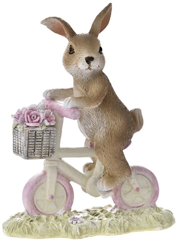 Iepuras on Bicycle din rasina 11 x 14 cm