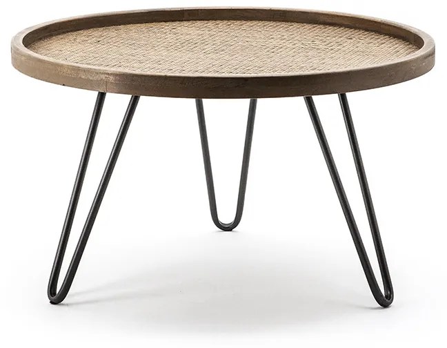 Masuta de cafea rotunda din metal Drax 60x60x35 cm maro deschis