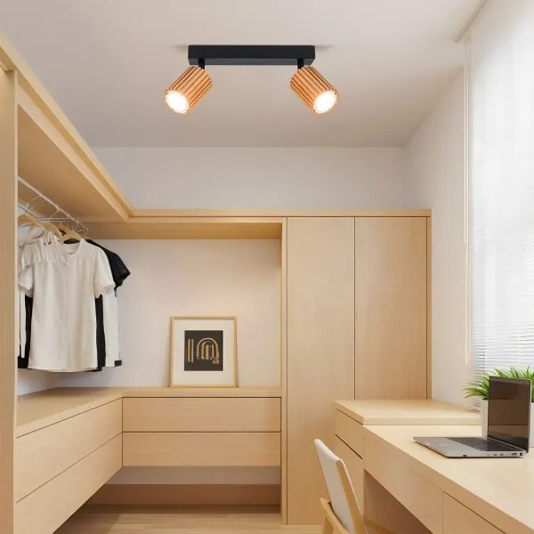 Brilagi - Spot MODERN WOOD 2xGU10/8W/230V lemn/negru