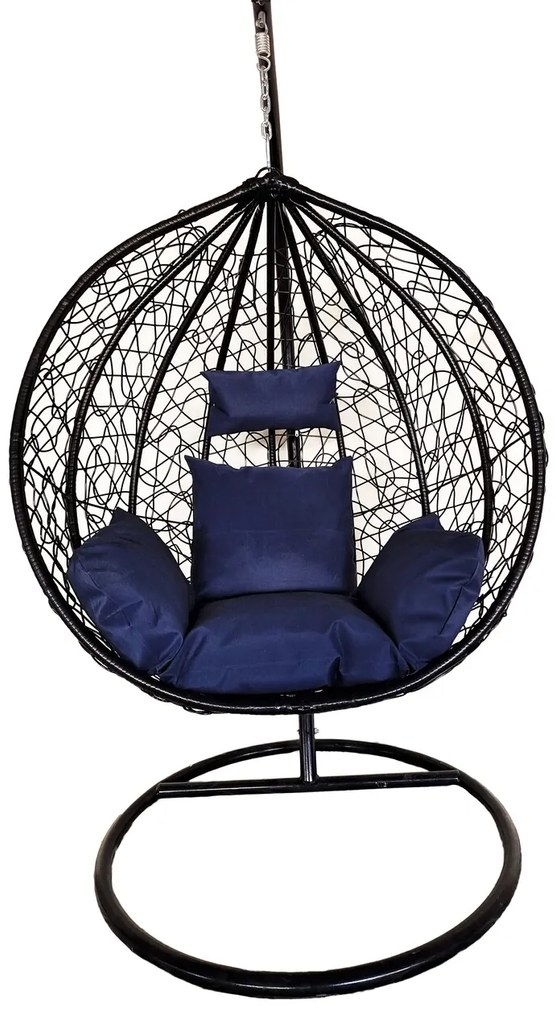 Leagan/balansoar gradina Leon, Heinner, 108/68x115/195 cm, negru/albastru