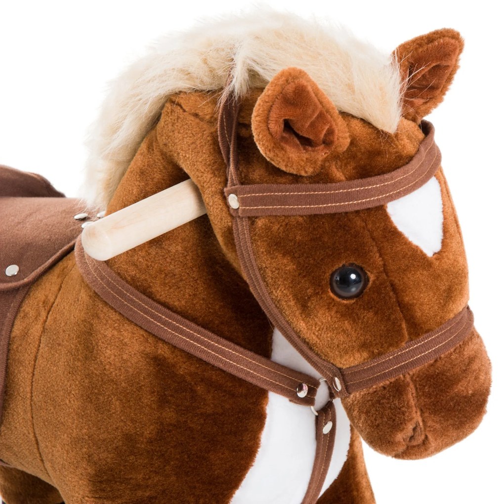 HOMCOM Calut Infantil +2 Ani Cal cu Roti Sunete de Hodorogiri Manere si Placute de Piciori 55x23x60 cm Maro | Aosom Romania