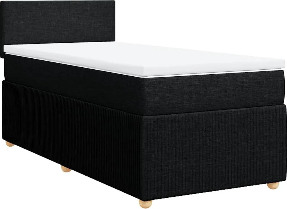 vidaXL Pat box spring cu saltea, negru, 90x190 cm, textil