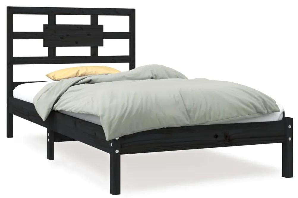 3105654 vidaXL Cadru de pat, negru, 90x200 cm, lemn masiv
