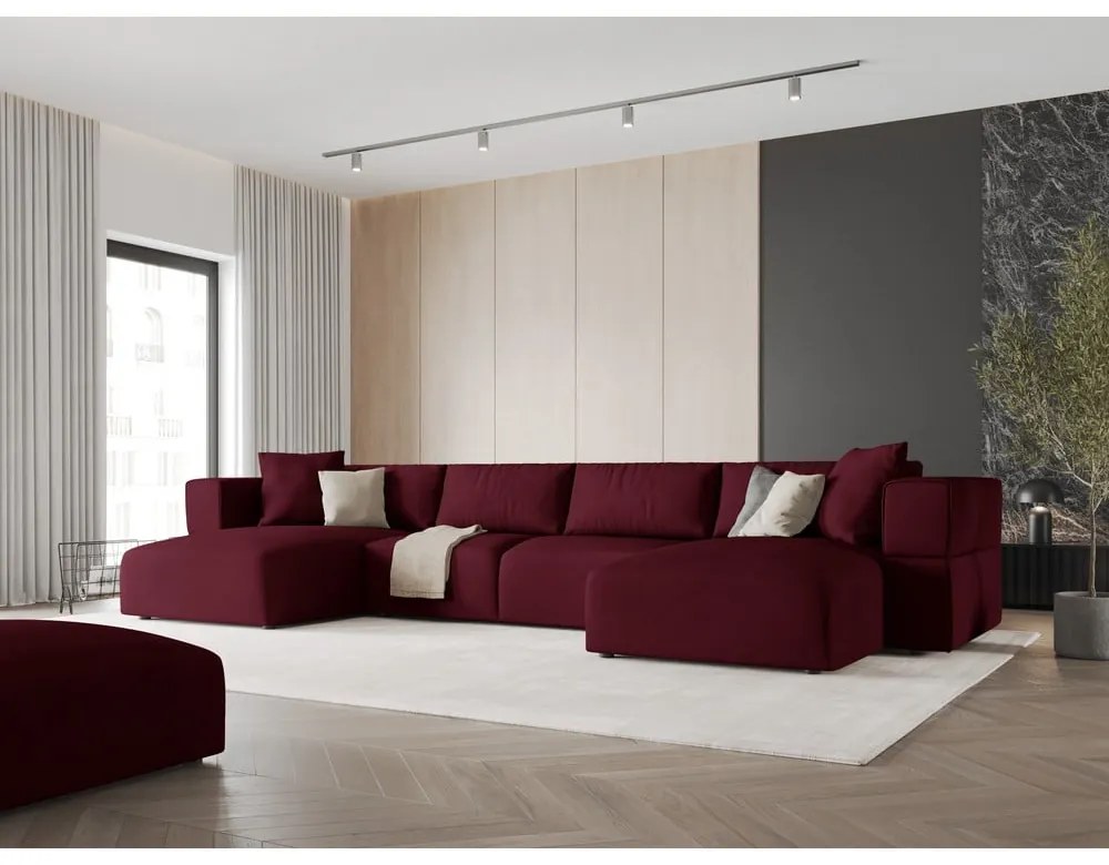 Colțar burgundy (în formă de "U") Esther – Milo Casa