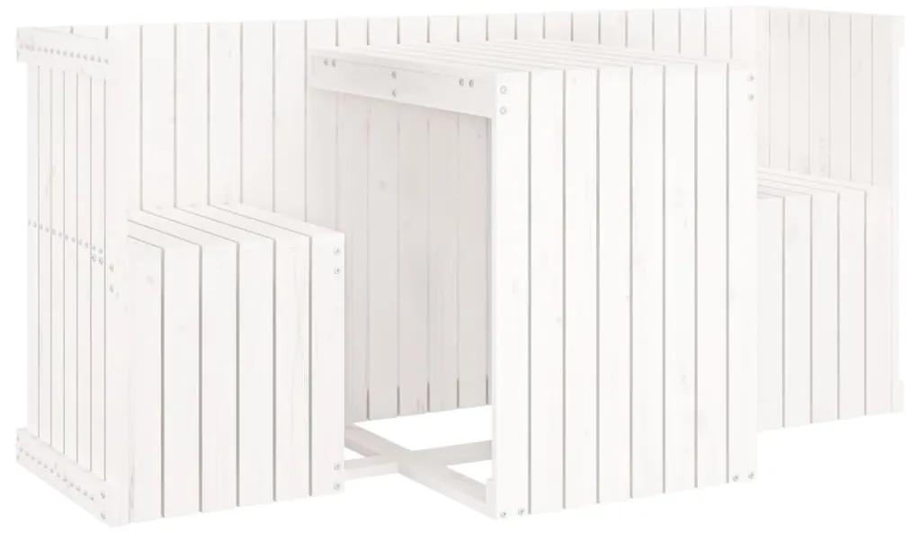 825059 vidaXL Set de balcon cu 2 locuri, alb, lemn masiv de pin