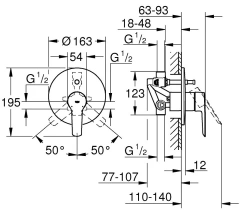 GROHE 23558002 - Baterie pentru cadă START, crom lucios