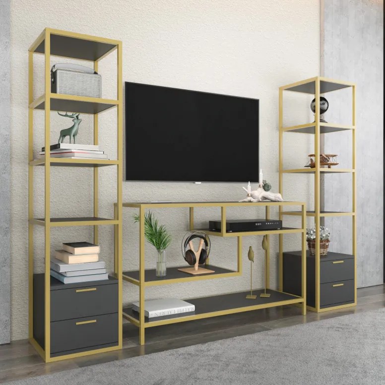 Comoda TV Robbins - Gold, Antracit