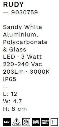 Spot LED incastrabil exterior, ambiental, IP65, RUDY alb