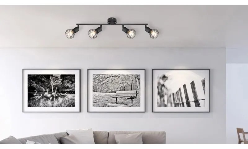 Plafoniera cu 4 spoturi design industrial XARA I negru
