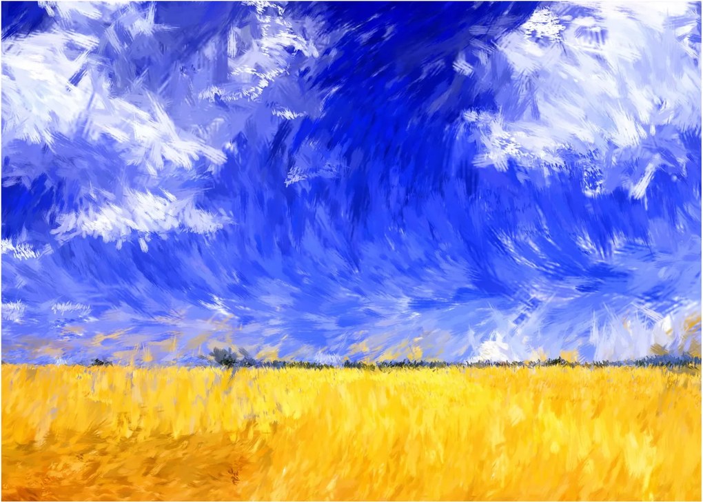 Tablou - Pictură în ulei, câmp auriu (70x50 cm)