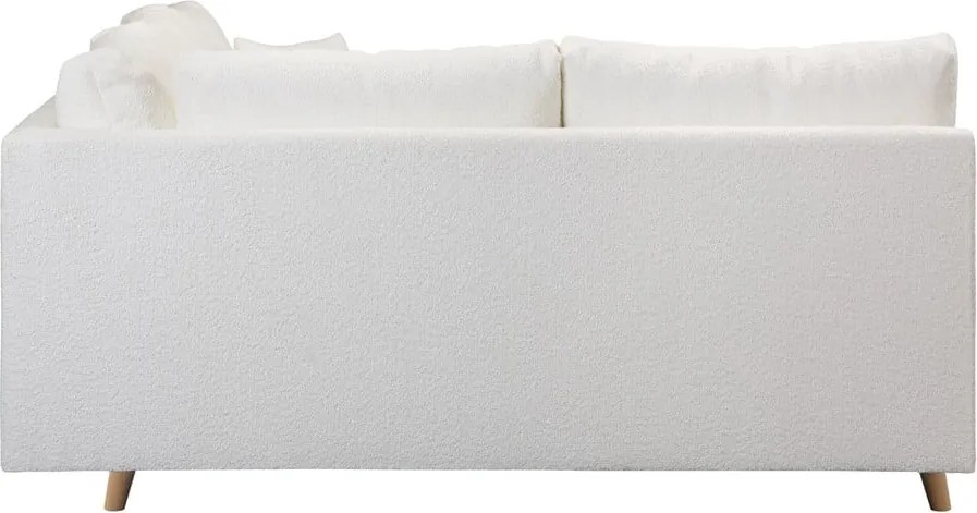 Colțar alb cu tapițerie din stofă bouclé (cu colț pe partea stângă ) Ariella – Ropez