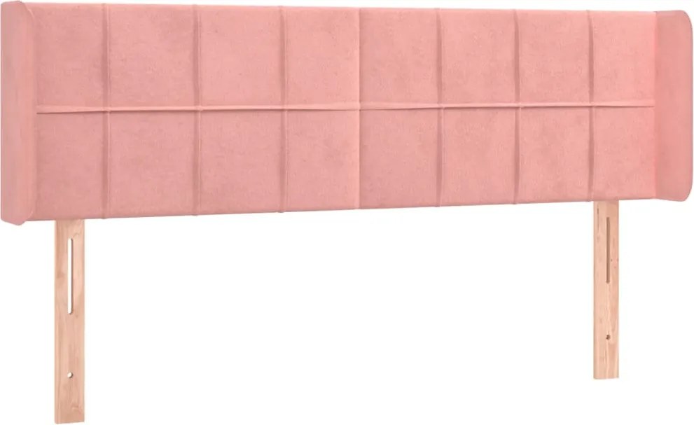 vidaXL Tăblie de pat cu aripioare roz 147x16x78/88 cm catifea