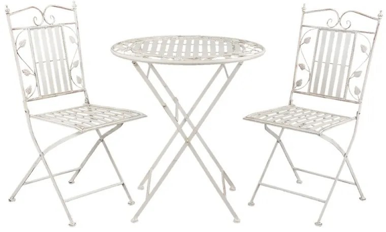 Set masa si 2 scaune bistro, din metal, Leaves