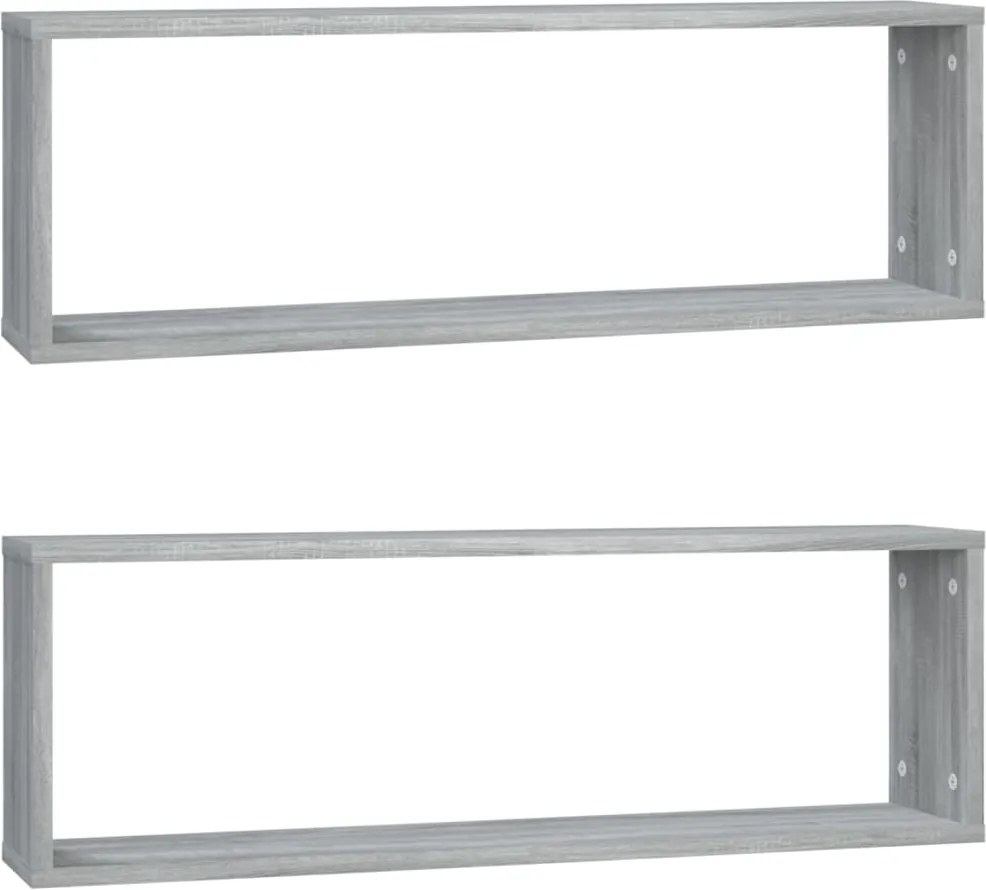 vidaXL Rafturi de perete cub, 2 buc., gri sonoma, 80x15x26,5 cm, lemn