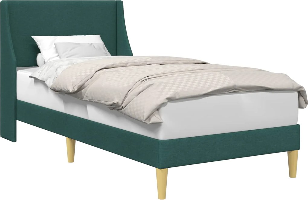 vidaXL Cadru de pat cu headboard Verde închis 90 x 200 cm țesătură