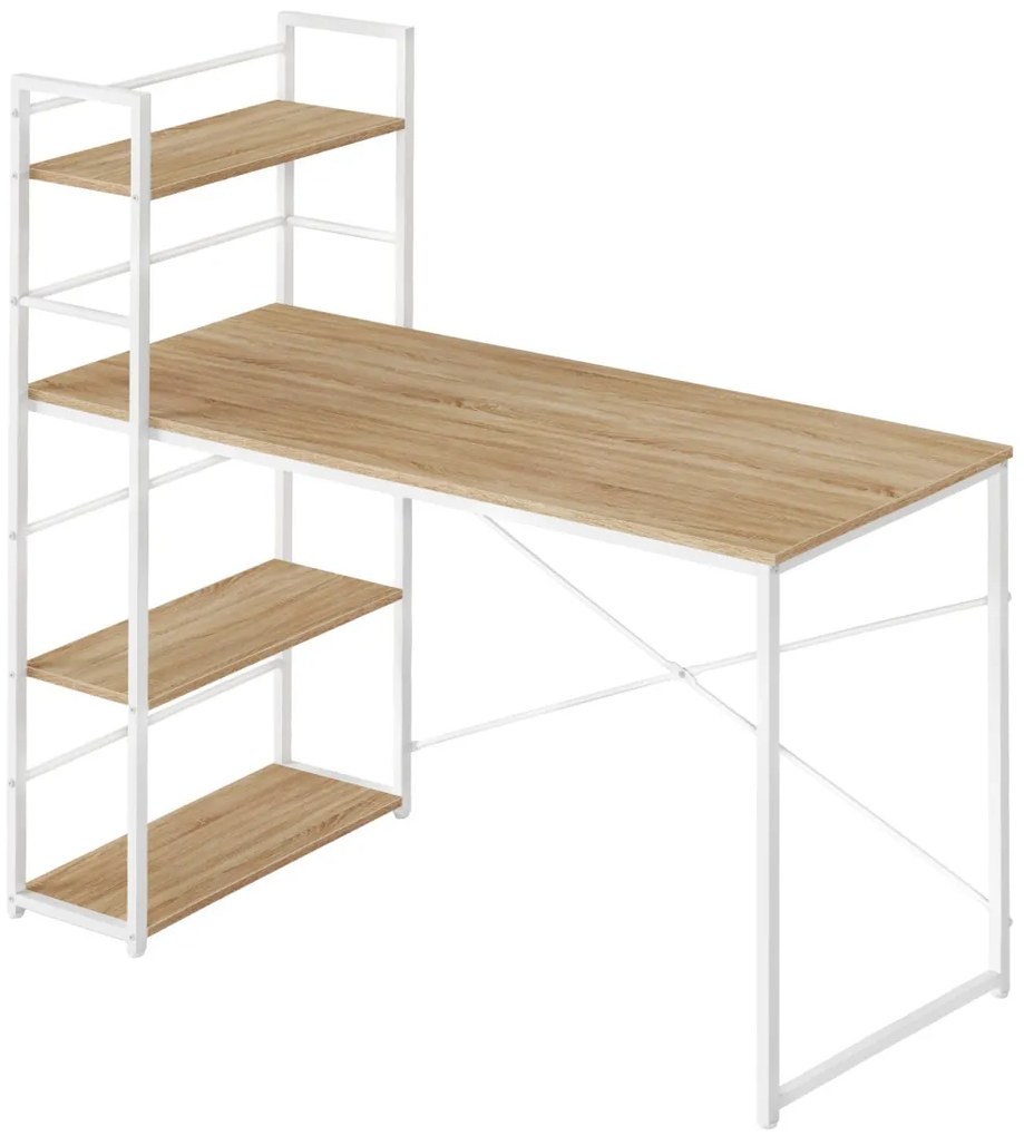 Birou MAX 4.0 SONOMA cu raft și picioare albe 120x44 cm