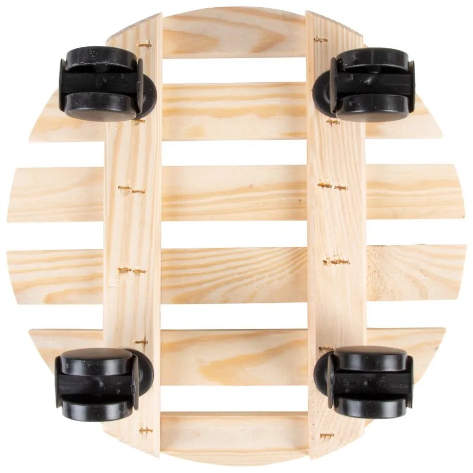 Suport din lemn cu roți pentru ghivece Esschert Design Nature, ø 29 cm