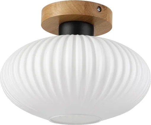 Plafonieră HARMA WOOD 1xE27/15W/230V stejar/alb, Ø 25 cm