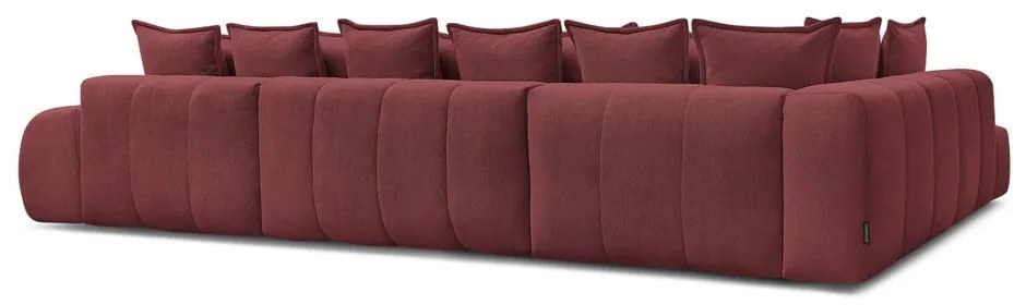 Colțar burgundy extensibil/cu spațiu de depozitare cu tapițerie din chenille (cu colț pe partea stângă/în formă de "U") Everest – Bobochic Paris