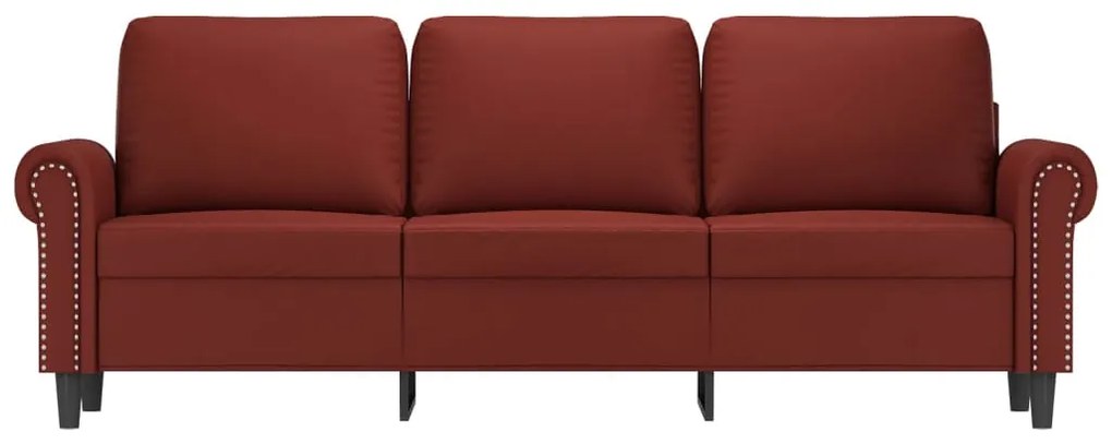 Canapea cu 3 locuri, rosu vin, 180 cm, piele ecologica Bordo, 212 x 77 x 80 cm