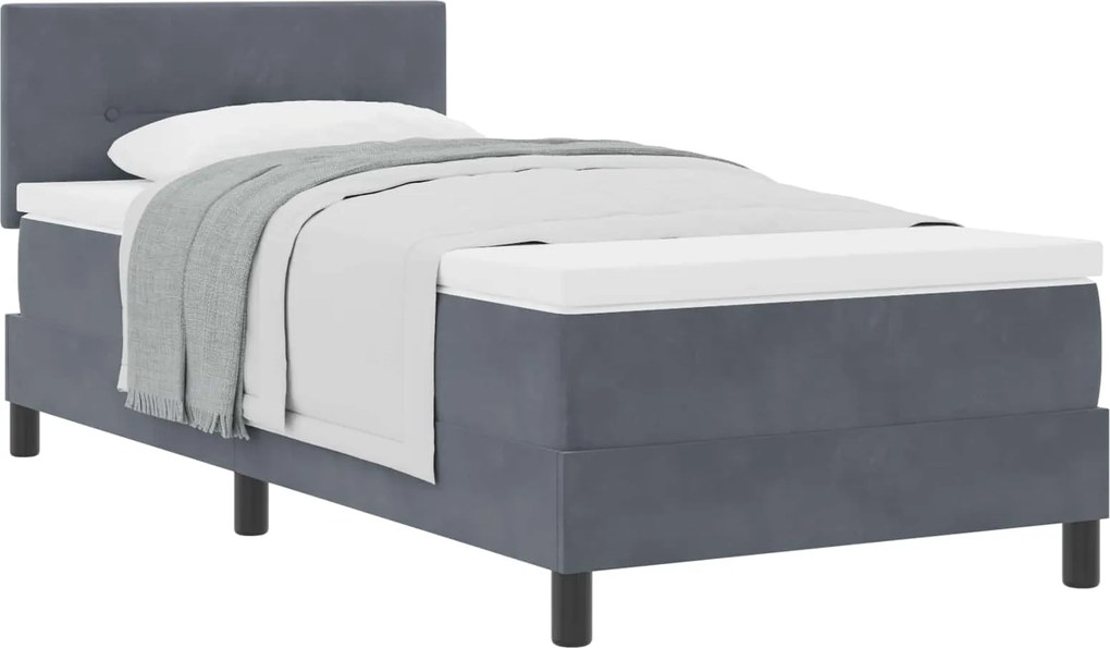 vidaXL Pat cu arcuri cu saltea Gri închis 90 x 190 cm Catifea