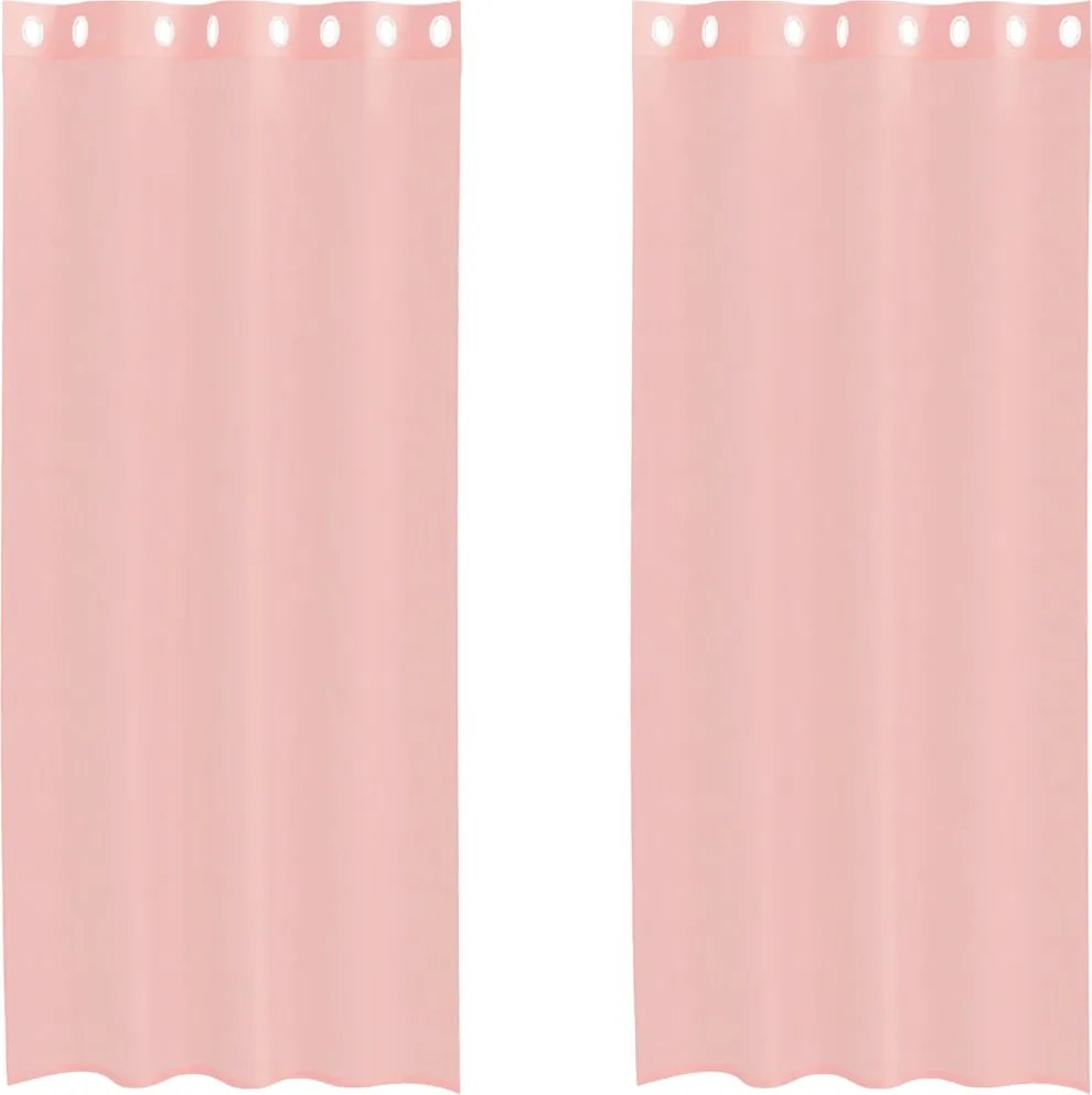 vidaXL Perdele Voile cu Oelii 2 buc Roz 140x245 cm