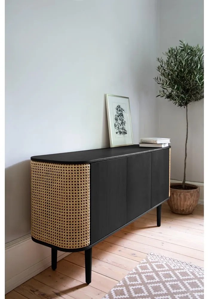 Comodă gri/maro joasă cu aspect de lemn de stejar 150x75 cm Treasures – UMAGE