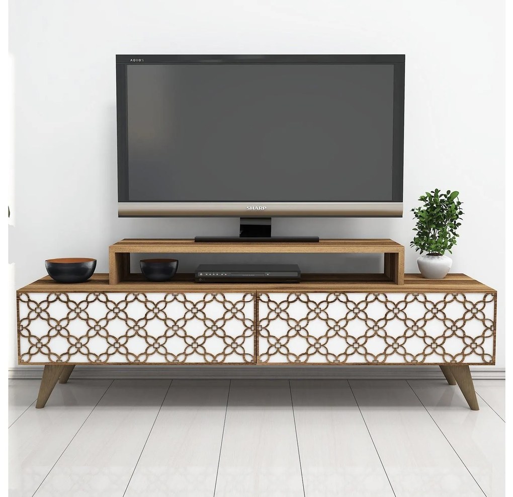 Masă TV/Dulap Clementine (Nuc + Alb). 1088565