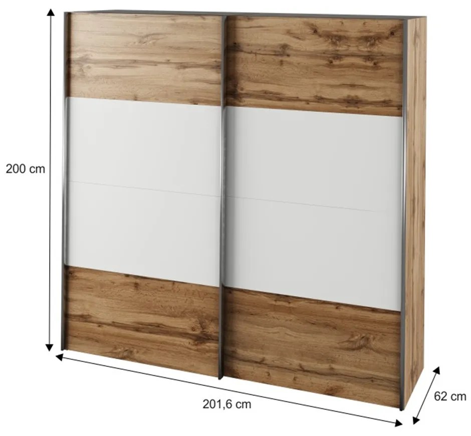 Set dormitor (pat 160x200 cm), stejar wotan/alb, GABRIELA NEW