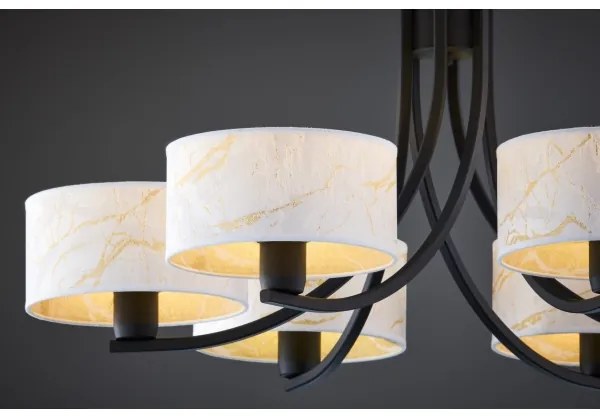 Jupiter 2105 - Candelabru suspendat pe lanț ARTHUR 6xE27/15W/230V alb/negru/decor marmură