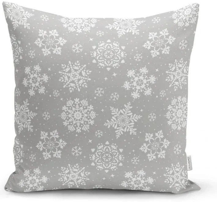 Set 4 fețe de pernă și un napron de masă cu model de Crăciun Minimalist Cushion Covers Snowflakes