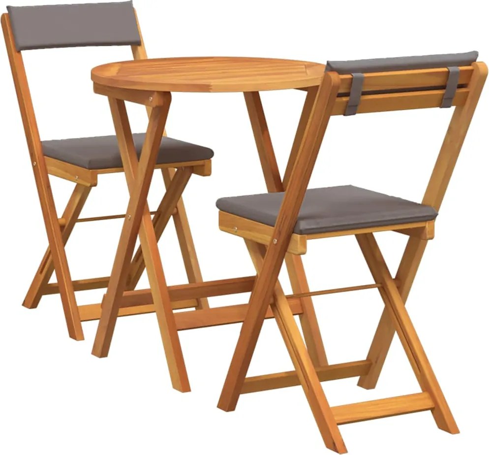 vidaXL Set de masă pentru grădină cu pernă 3 pcs Ulei Natural