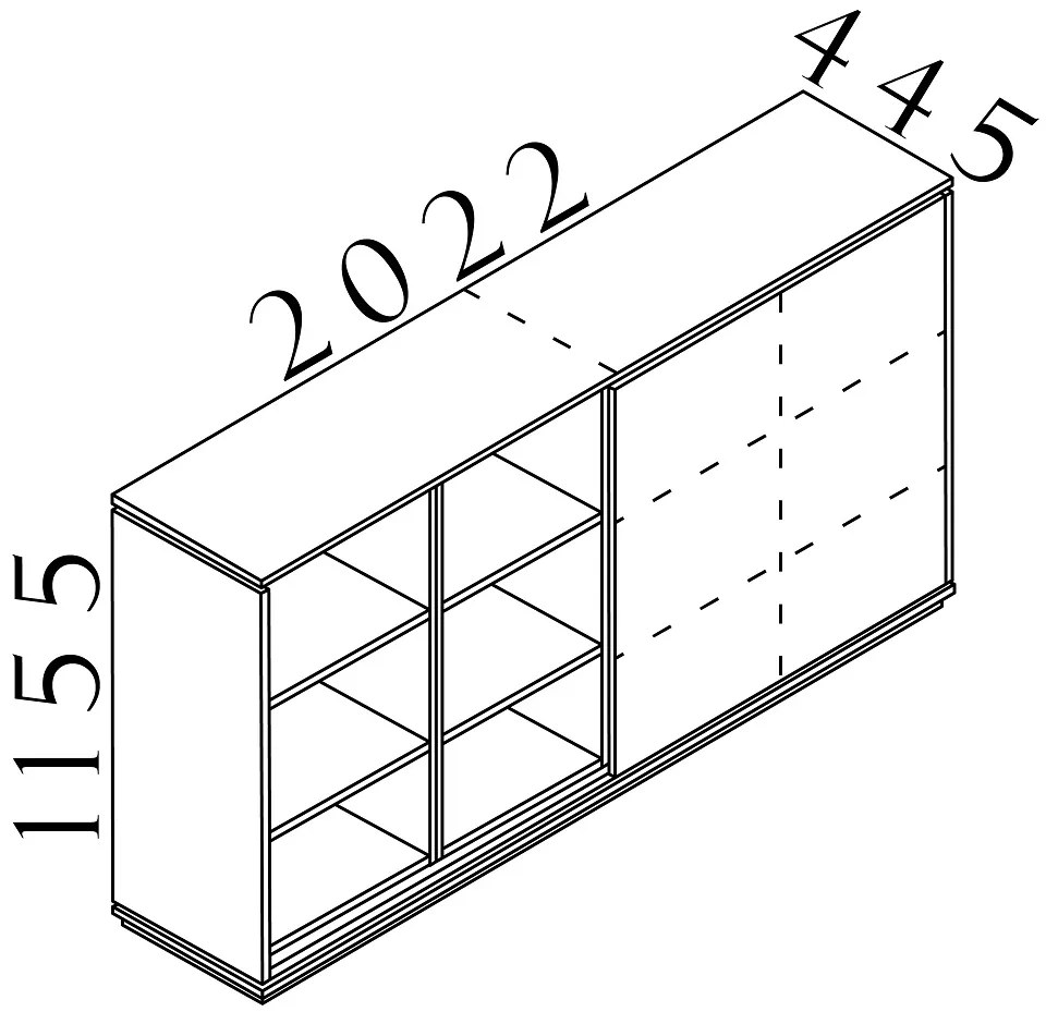 Dulap mediu Creator 202,2 x 44,5 x 115,5 cm, antracit / alb