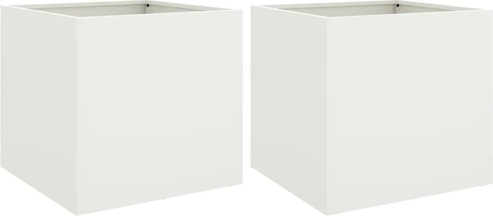 vidaXL Jardiniere, 2 buc., alb, 42x40x39 cm, oțel
