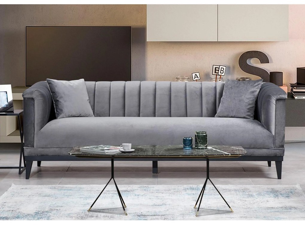 Canapea Canapea trei locuri Trendy (gri închis + negru). 1106721