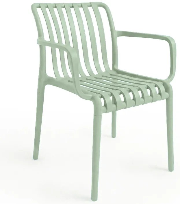 Scaun din plastic TREGO cu brate, verde
