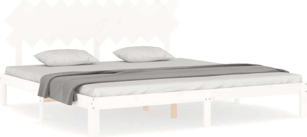 vidaXL Cadru de pat fără saltea, alb, 200x200 cm, lemn masiv pin