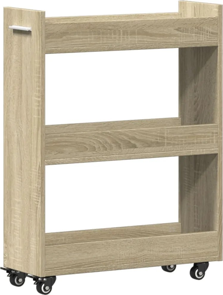 vidaXL Dulap cu roți, stejar sonoma, 60x22x79 cm, lemn prelucrat