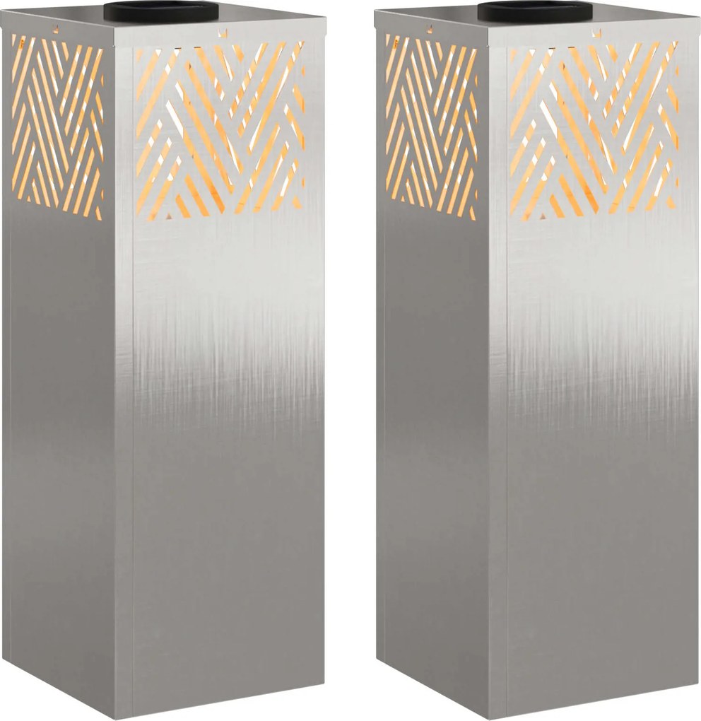 vidaXL Lumină LED Solară pentru Alei 2 pcs Argintiu Oţel inoxidabil