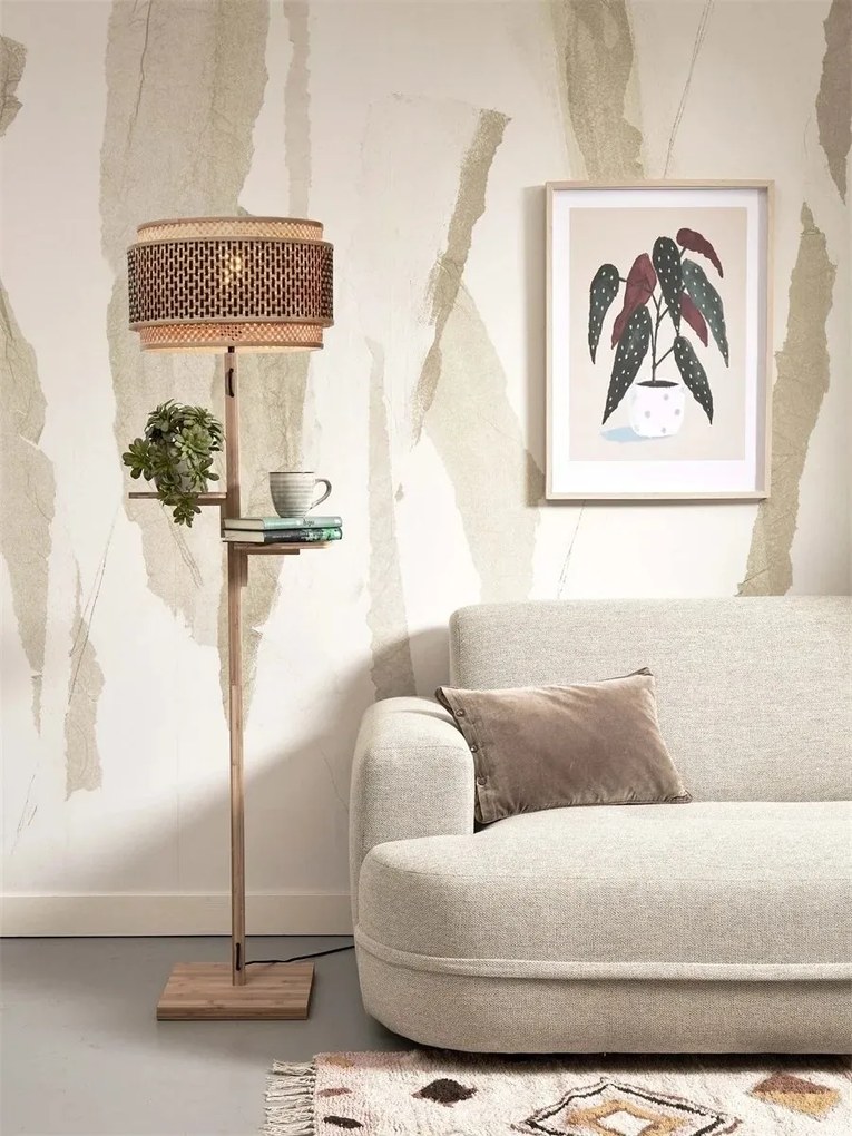 Lampa de podea eco din bambus cu 2 rafturi Bhutan 40x25 natur