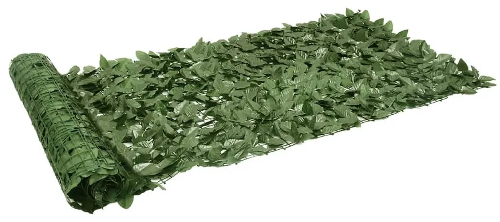 Paravan de balcon, frunze verde inchis, 400x100 cm