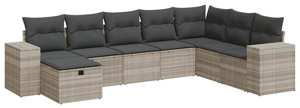 3325738 vidaXL Set mobilier de grădină cu perne, 8 piese gri deschis poliratan