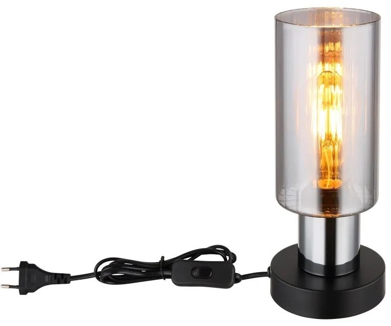 Veioza/Lampa de masa design modern LIDARIA negru/fumuriu