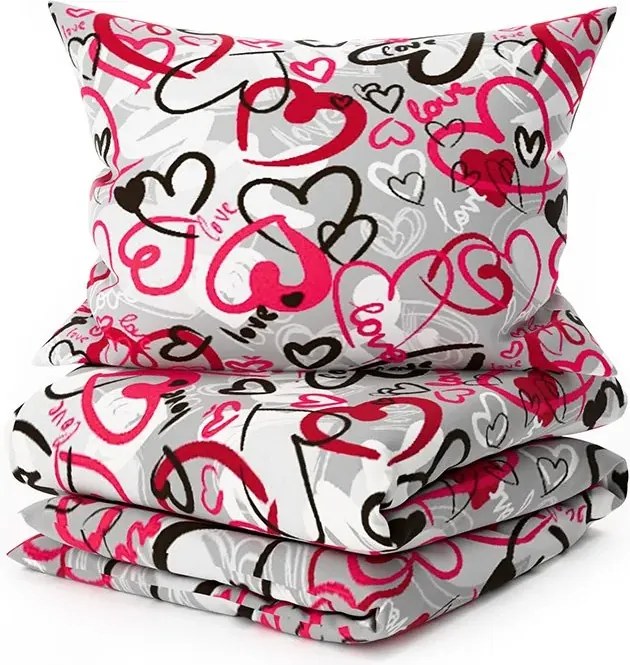 Set Lenjerie de pat din polybumbac STREET LOVE POLY gri + fata de perna 50 x 70 cm GRATUIT