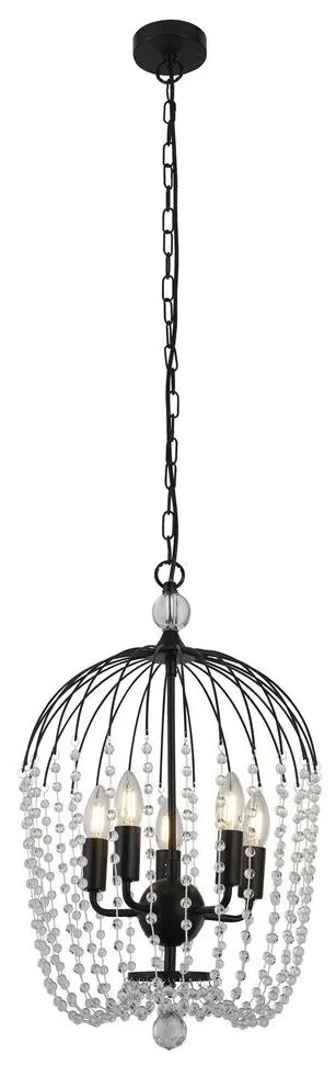 Lustra moderna din metal si margele din sticla Shower negru