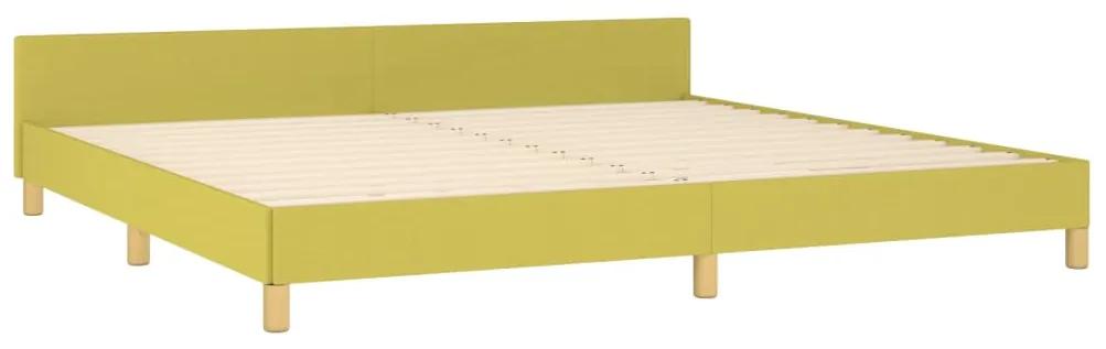 Cadru de pat cu tablie, verde, 200x200 cm, textil Verde, 200 x 200 cm, Cu blocuri patrate