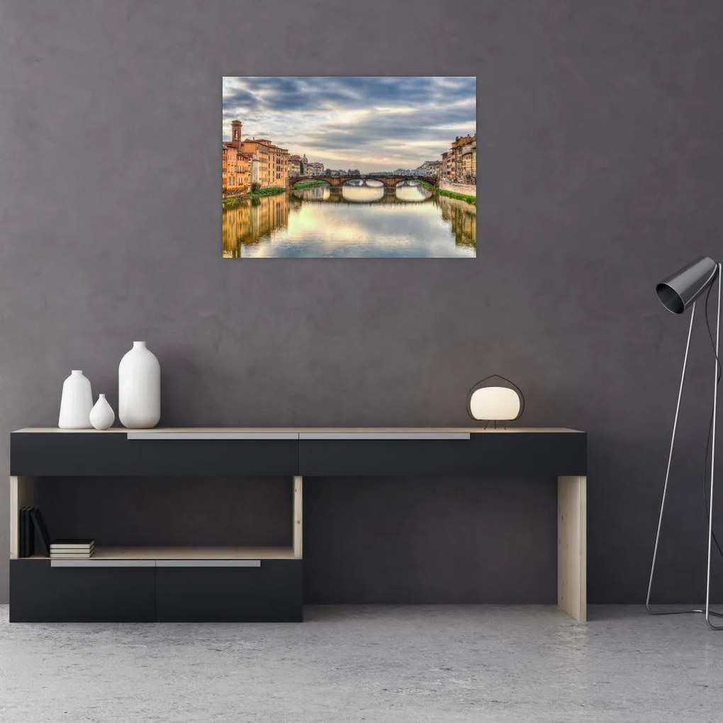 Tablou orașului cu râu (70x50 cm)