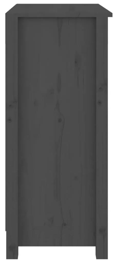 Servanta, gri, 70x35x80 cm, lemn masiv de pin 1, Gri, 70 x 35 x 80 cm, Dulap lateral cu 2 usi