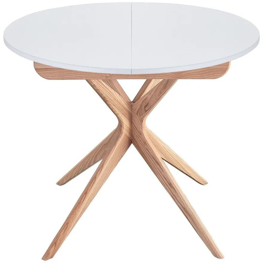 Masă de dining rotundă extensibilă cu blat suplimentar ø 90 cm Jubi – Ragaba